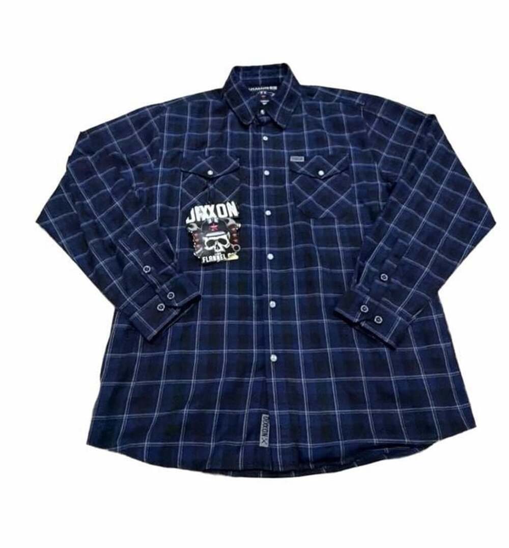 Dixxon Flannel Company Blue and Black Plaid Long Sleeve Button-Up Flannel Shirt